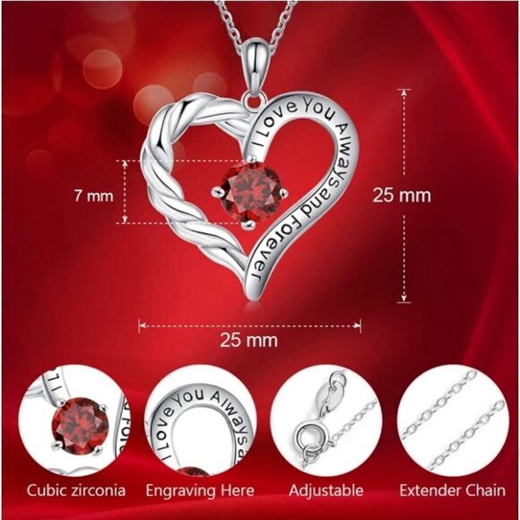 Love HeartĀ Necklace for WomenāLove You Always and Forever Twisted HeartāPendant - Picture 3 of 7